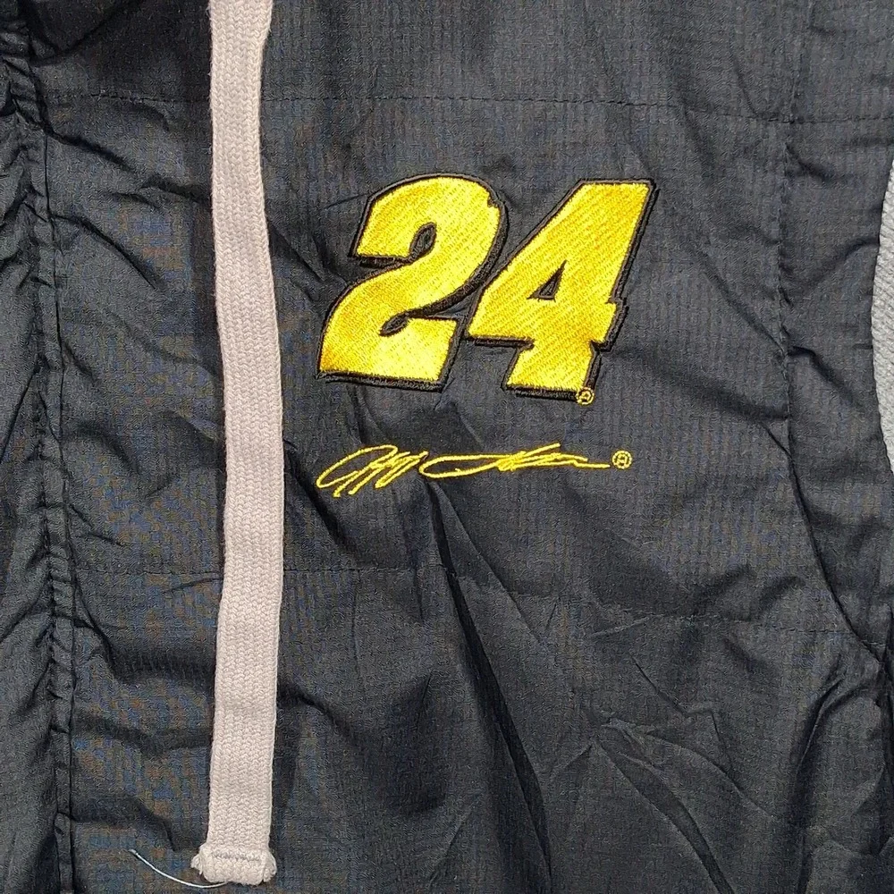 NASCAR Jeff Gordon 24 Hendrick Motorsport Jacket Mens XXL Black Grey Puffer Hood